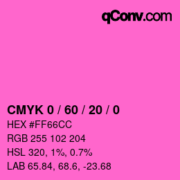 カラーコード: CMYK 0 / 60 / 20 / 0 | qconv.com