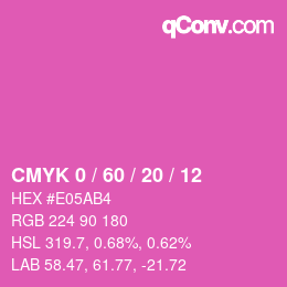 カラーコード: CMYK 0 / 60 / 20 / 12 | qconv.com