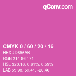 カラーコード: CMYK 0 / 60 / 20 / 16 | qconv.com
