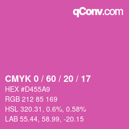 カラーコード: CMYK 0 / 60 / 20 / 17 | qconv.com