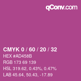 カラーコード: CMYK 0 / 60 / 20 / 32 | qconv.com