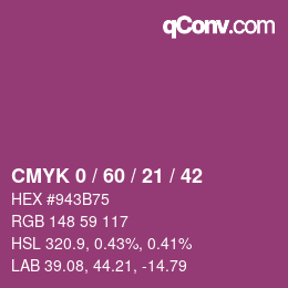 カラーコード: CMYK 0 / 60 / 21 / 42 | qconv.com