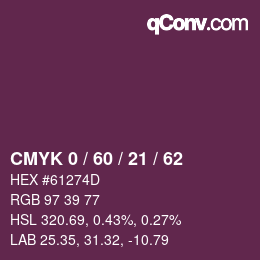 カラーコード: CMYK 0 / 60 / 21 / 62 | qconv.com