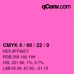 カラーコード: CMYK 0 / 60 / 22 / 0 | qconv.com