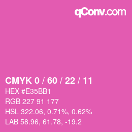 カラーコード: CMYK 0 / 60 / 22 / 11 | qconv.com