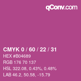 颜色代码: CMYK 0 / 60 / 22 / 31 | qconv.com