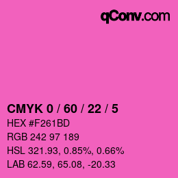 カラーコード: CMYK 0 / 60 / 22 / 5 | qconv.com