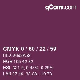 カラーコード: CMYK 0 / 60 / 22 / 59 | qconv.com