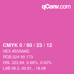 カラーコード: CMYK 0 / 60 / 23 / 12 | qconv.com