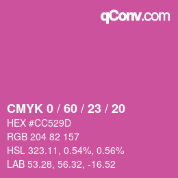 Color code: CMYK 0 / 60 / 23 / 20 | qconv.com