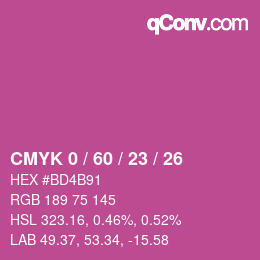 カラーコード: CMYK 0 / 60 / 23 / 26 | qconv.com