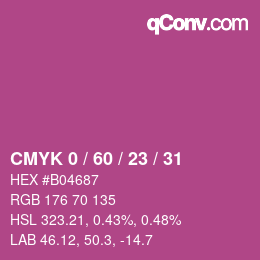 カラーコード: CMYK 0 / 60 / 23 / 31 | qconv.com