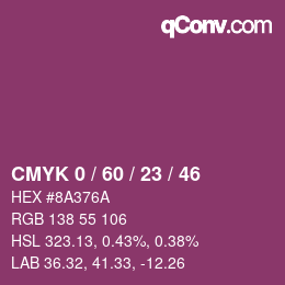 カラーコード: CMYK 0 / 60 / 23 / 46 | qconv.com