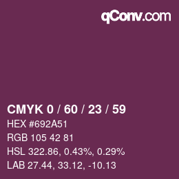 カラーコード: CMYK 0 / 60 / 23 / 59 | qconv.com