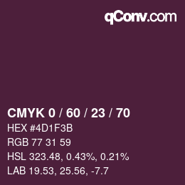 颜色代码: CMYK 0 / 60 / 23 / 70 | qconv.com