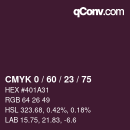 カラーコード: CMYK 0 / 60 / 23 / 75 | qconv.com