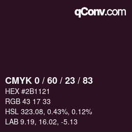 カラーコード: CMYK 0 / 60 / 23 / 83 | qconv.com