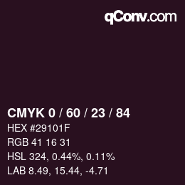颜色代码: CMYK 0 / 60 / 23 / 84 | qconv.com