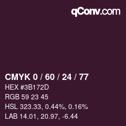 カラーコード: CMYK 0 / 60 / 24 / 77 | qconv.com