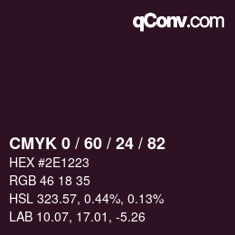 Color code: CMYK 0 / 60 / 24 / 82 | qconv.com