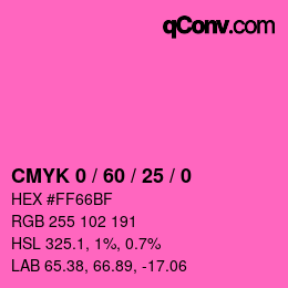 カラーコード: CMYK 0 / 60 / 25 / 0 | qconv.com