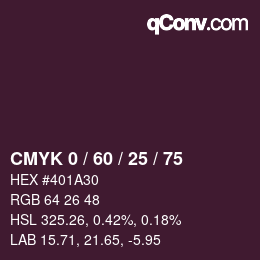 颜色代码: CMYK 0 / 60 / 25 / 75 | qconv.com
