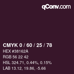 カラーコード: CMYK 0 / 60 / 25 / 78 | qconv.com
