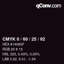 カラーコード: CMYK 0 / 60 / 25 / 92 | qconv.com
