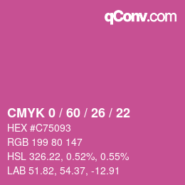 カラーコード: CMYK 0 / 60 / 26 / 22 | qconv.com