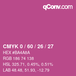 カラーコード: CMYK 0 / 60 / 26 / 27 | qconv.com