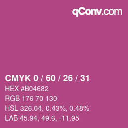 カラーコード: CMYK 0 / 60 / 26 / 31 | qconv.com