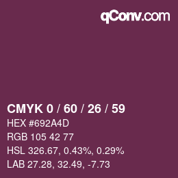 Farbcode: CMYK 0 / 60 / 26 / 59 | qconv.com