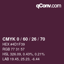 カラーコード: CMYK 0 / 60 / 26 / 70 | qconv.com