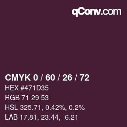 Color code: CMYK 0 / 60 / 26 / 72 | qconv.com
