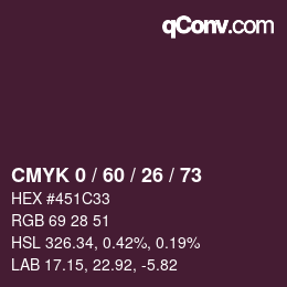 カラーコード: CMYK 0 / 60 / 26 / 73 | qconv.com