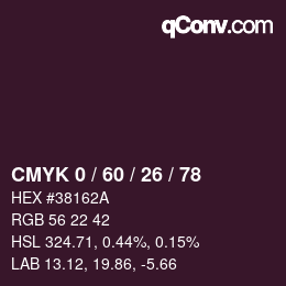 Farbcode: CMYK 0 / 60 / 26 / 78 | qconv.com