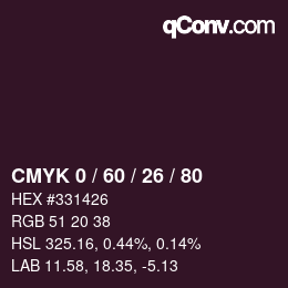 カラーコード: CMYK 0 / 60 / 26 / 80 | qconv.com