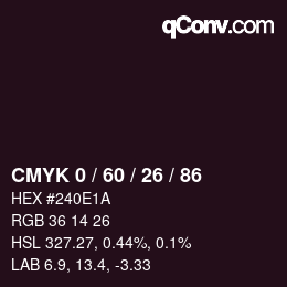 カラーコード: CMYK 0 / 60 / 26 / 86 | qconv.com