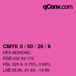 Farbcode: CMYK 0 / 60 / 26 / 9 | qconv.com