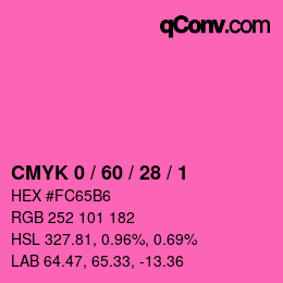カラーコード: CMYK 0 / 60 / 28 / 1 | qconv.com
