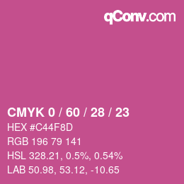 カラーコード: CMYK 0 / 60 / 28 / 23 | qconv.com