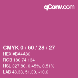 颜色代码: CMYK 0 / 60 / 28 / 27 | qconv.com