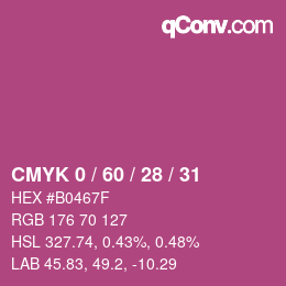 カラーコード: CMYK 0 / 60 / 28 / 31 | qconv.com