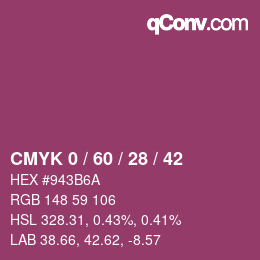 カラーコード: CMYK 0 / 60 / 28 / 42 | qconv.com