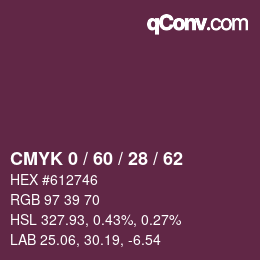 カラーコード: CMYK 0 / 60 / 28 / 62 | qconv.com