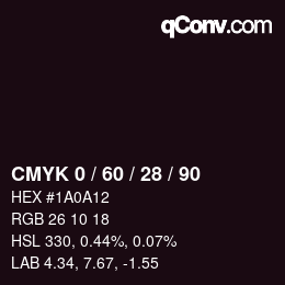 カラーコード: CMYK 0 / 60 / 28 / 90 | qconv.com