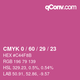カラーコード: CMYK 0 / 60 / 29 / 23 | qconv.com