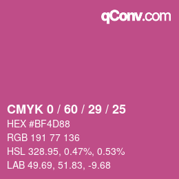 カラーコード: CMYK 0 / 60 / 29 / 25 | qconv.com