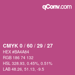 颜色代码: CMYK 0 / 60 / 29 / 27 | qconv.com
