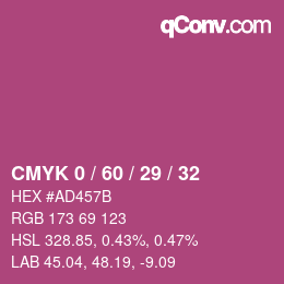 カラーコード: CMYK 0 / 60 / 29 / 32 | qconv.com